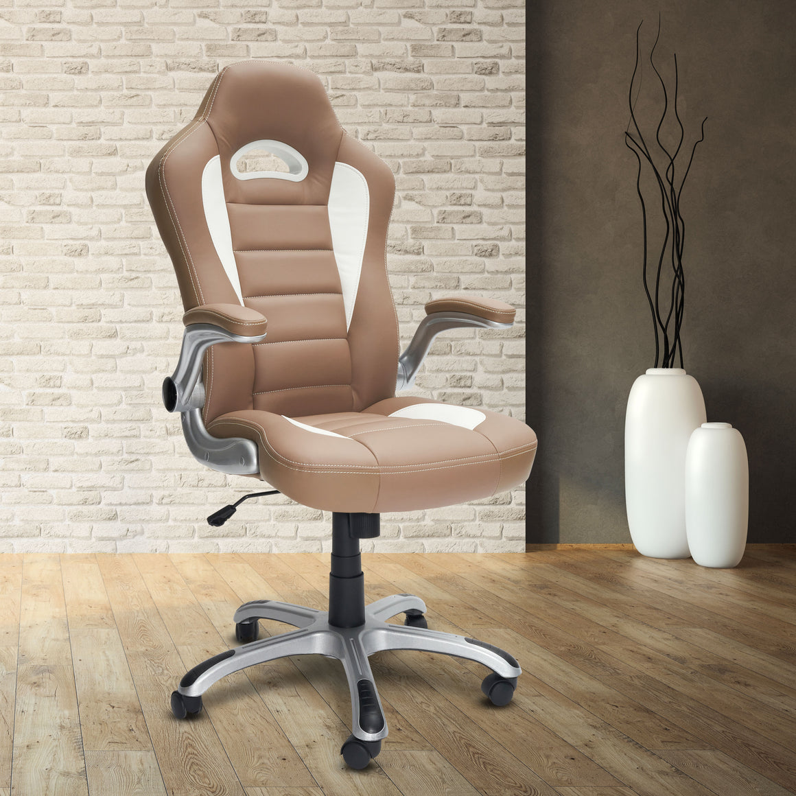 High Back Executive Sport Race Office Chair with Flip-Up Arms